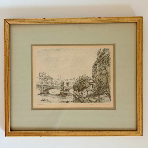 Vintage Signed Ink & Watercolor Painting 'U Národ Divadle' by Jan B Melichar - Picture 5 of 9